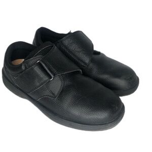 Orthofeet 13W 2E Mens 510 Black Broadway Leather Hook & Loop WIDE Casual Shoes